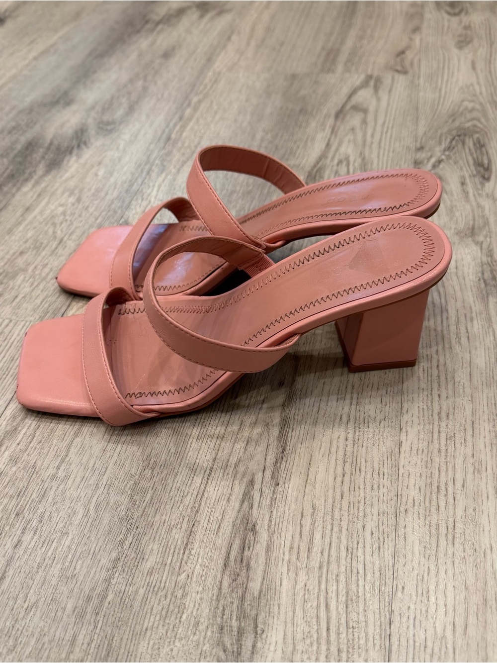 Bamboo Pink Double Strap Block Heel Sandals Size 9